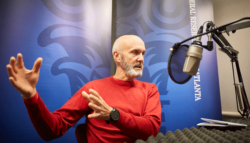 John Robertson, Financial Economist and Senior Adviser of the research department a the Atlanta Fed, during the recording of a podcast episode.